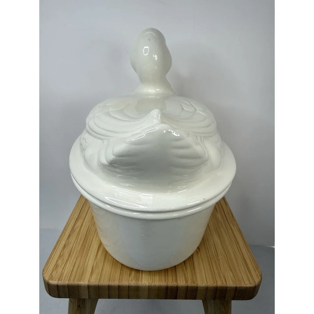 Vtg Ceramic Duck Goose Covered Dish Tureen Casserole Nesting Cottagecore Kitchen
